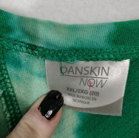 Danskin Green and White Tie-Dye Long Sleeve Top - Picture 2 of 3